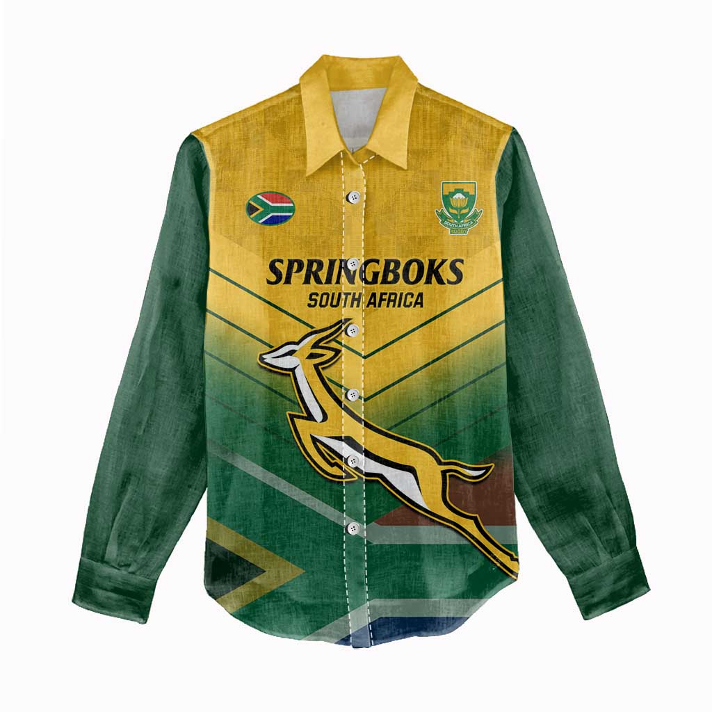 Custom South Africa Rugby Women Casual Shirt Springboks Go Champions African Pattern LT14