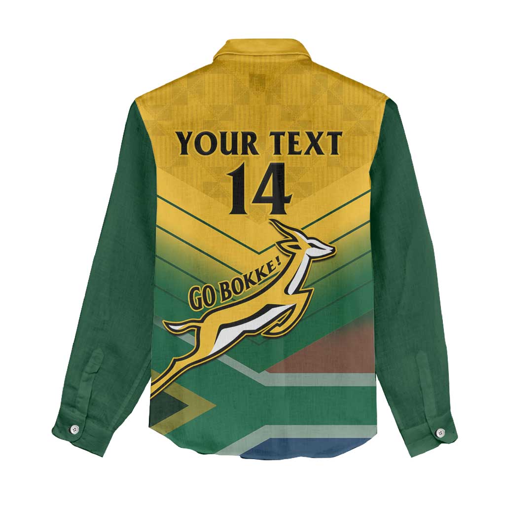 Custom South Africa Rugby Women Casual Shirt Springboks Go Champions African Pattern LT14