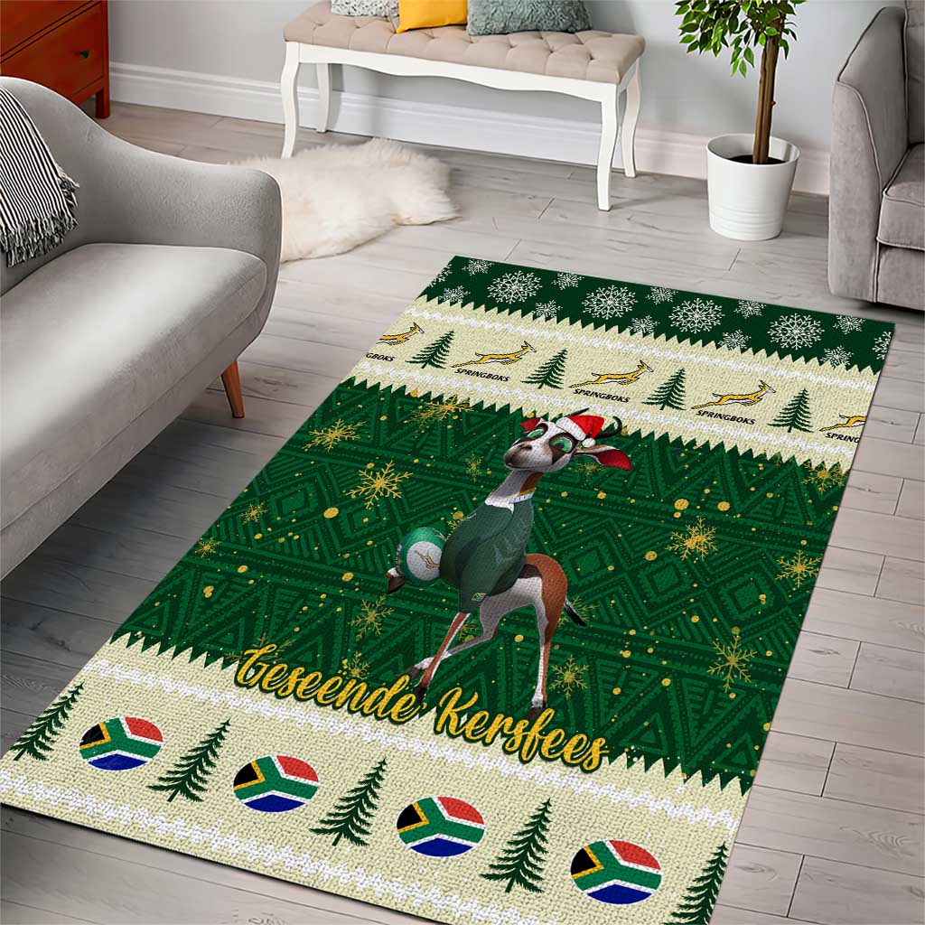 Custom South Africa Rugby Christmas Area Rug Geseende Kersfees Springboks African Pattern LT14