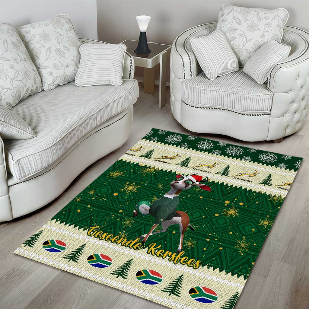 Custom South Africa Rugby Christmas Area Rug Geseende Kersfees Springboks African Pattern LT14