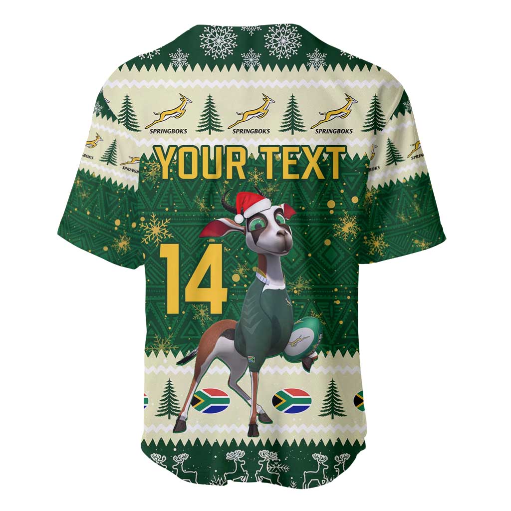 Custom South Africa Rugby Christmas Baseball Jersey Geseende Kersfees Springboks African Pattern LT14