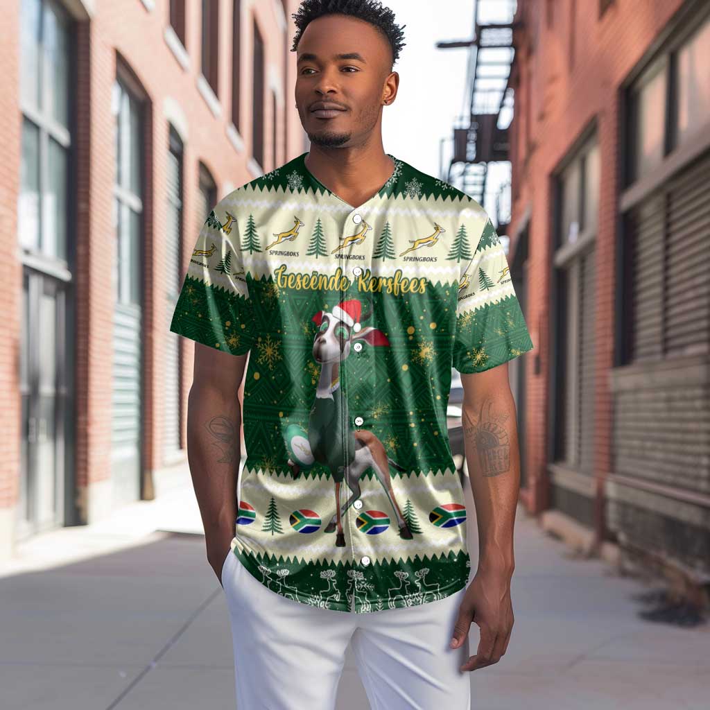 Custom South Africa Rugby Christmas Baseball Jersey Geseende Kersfees Springboks African Pattern LT14