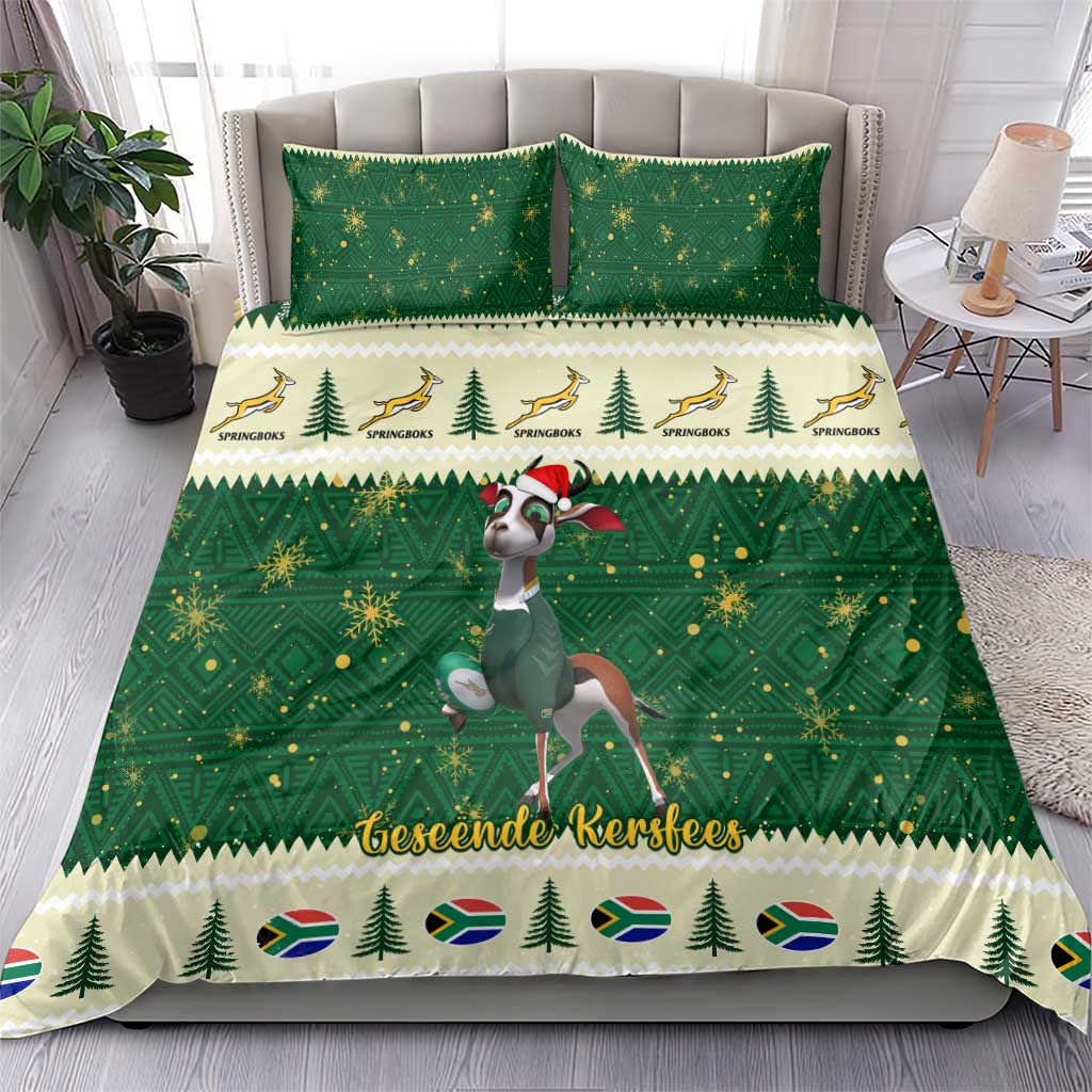Custom South Africa Rugby Christmas Bedding Set Geseende Kersfees Springboks African Pattern LT14