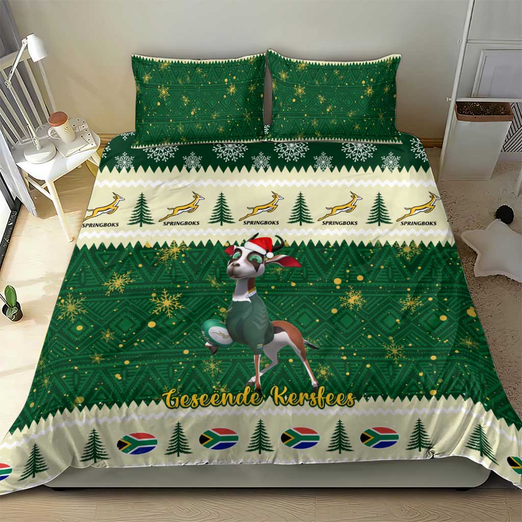 Custom South Africa Rugby Christmas Bedding Set Geseende Kersfees Springboks African Pattern LT14