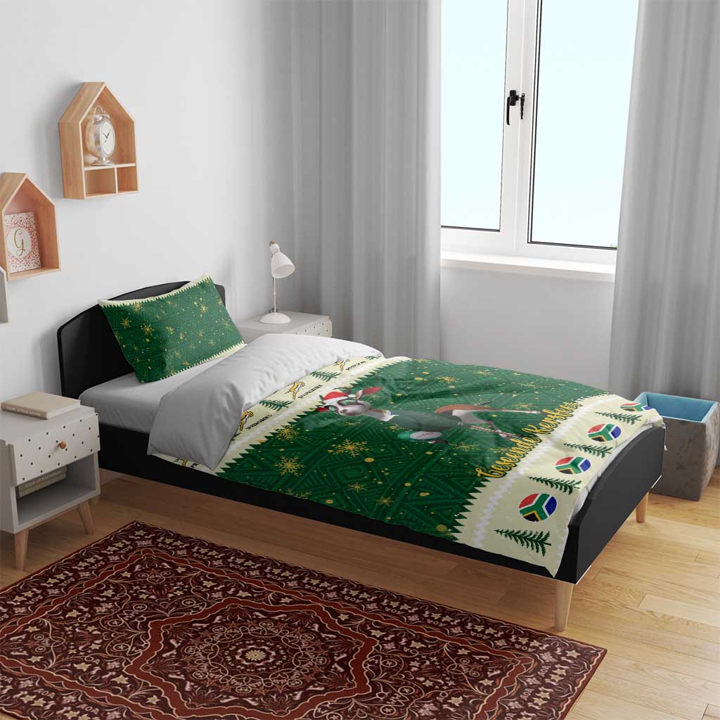 Custom South Africa Rugby Christmas Bedding Set Geseende Kersfees Springboks African Pattern LT14