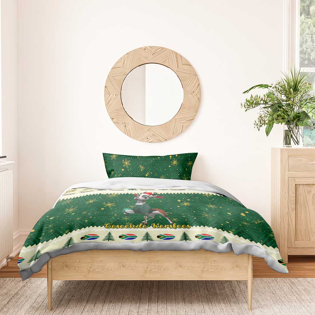 Custom South Africa Rugby Christmas Bedding Set Geseende Kersfees Springboks African Pattern LT14
