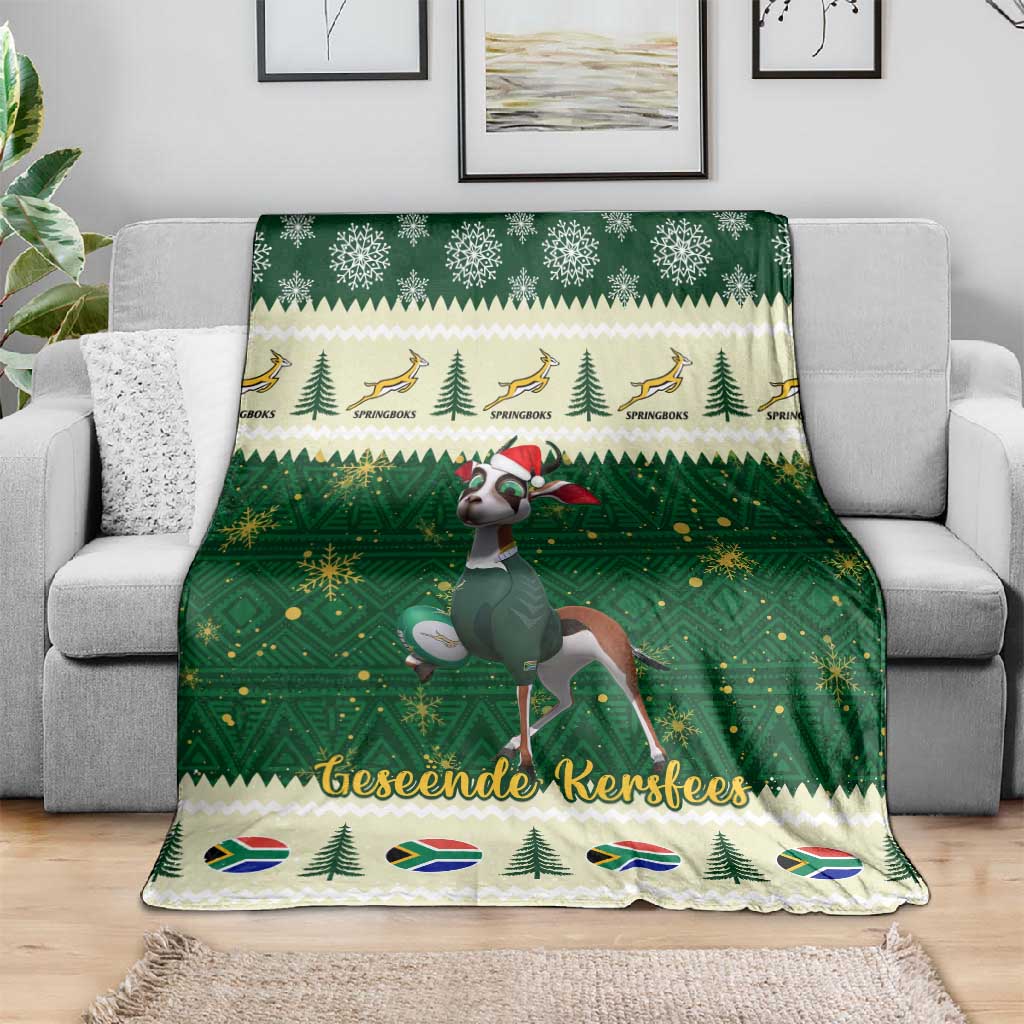 Custom South Africa Rugby Christmas Blanket Geseende Kersfees Springboks African Pattern LT14