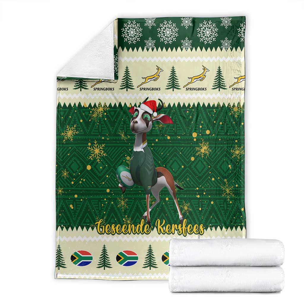 Custom South Africa Rugby Christmas Blanket Geseende Kersfees Springboks African Pattern LT14