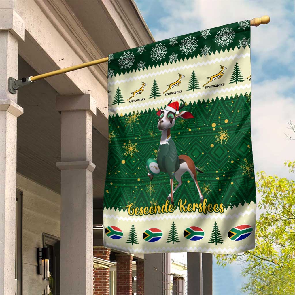 Custom South Africa Rugby Christmas Garden Flag Geseende Kersfees Springboks African Pattern LT14