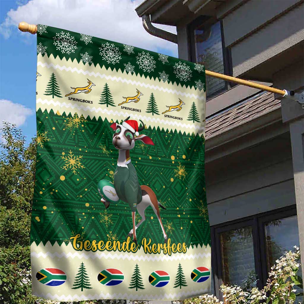 Custom South Africa Rugby Christmas Garden Flag Geseende Kersfees Springboks African Pattern LT14