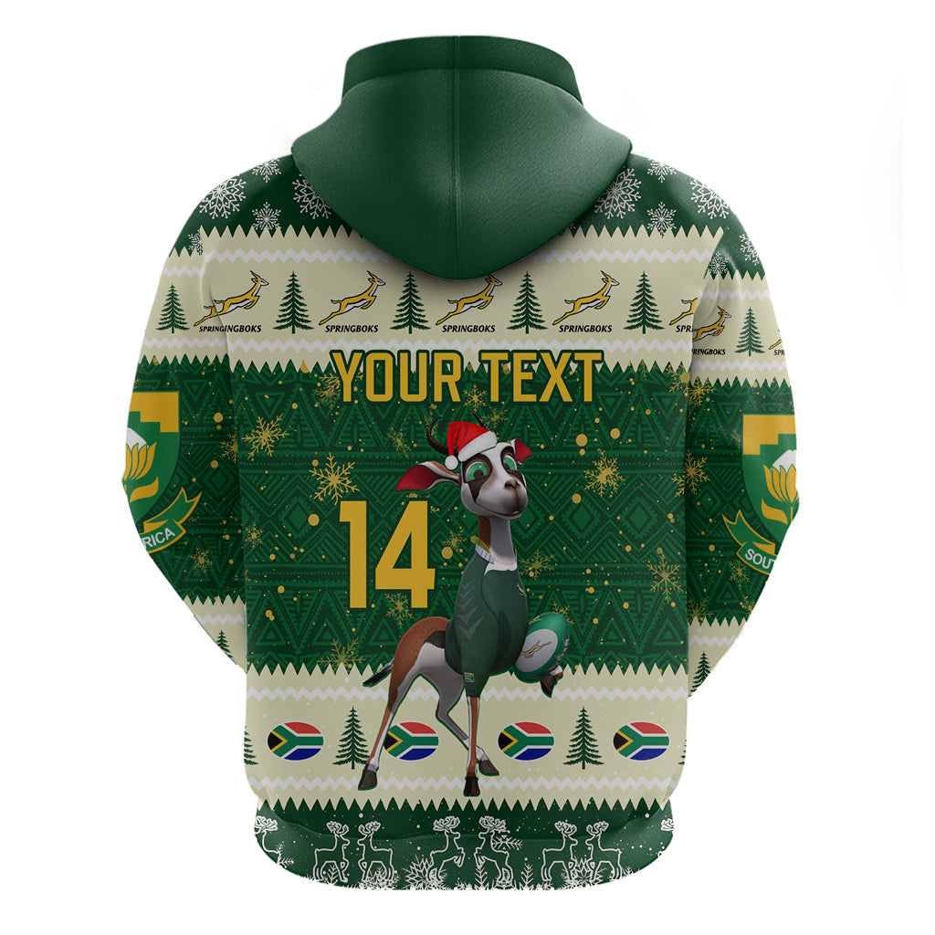 Custom South Africa Rugby Christmas Hoodie Geseende Kersfees Springboks African Pattern LT14
