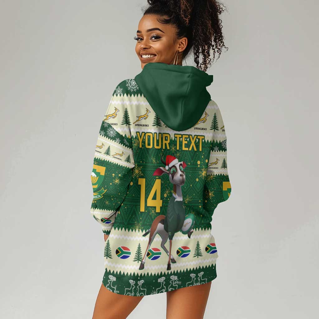 Custom South Africa Rugby Christmas Hoodie Dress Geseende Kersfees Springboks African Pattern LT14