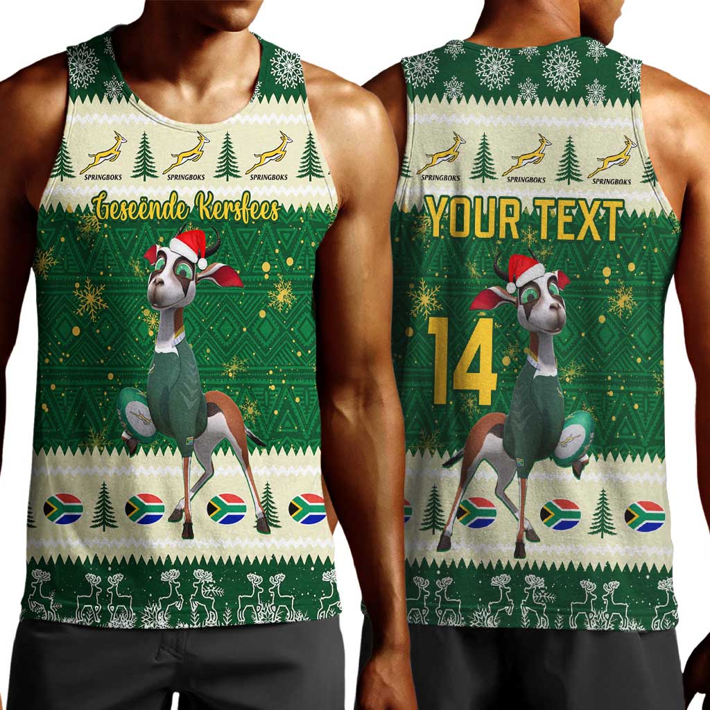 Custom South Africa Rugby Christmas Men Tank Top Geseende Kersfees Springboks African Pattern LT14