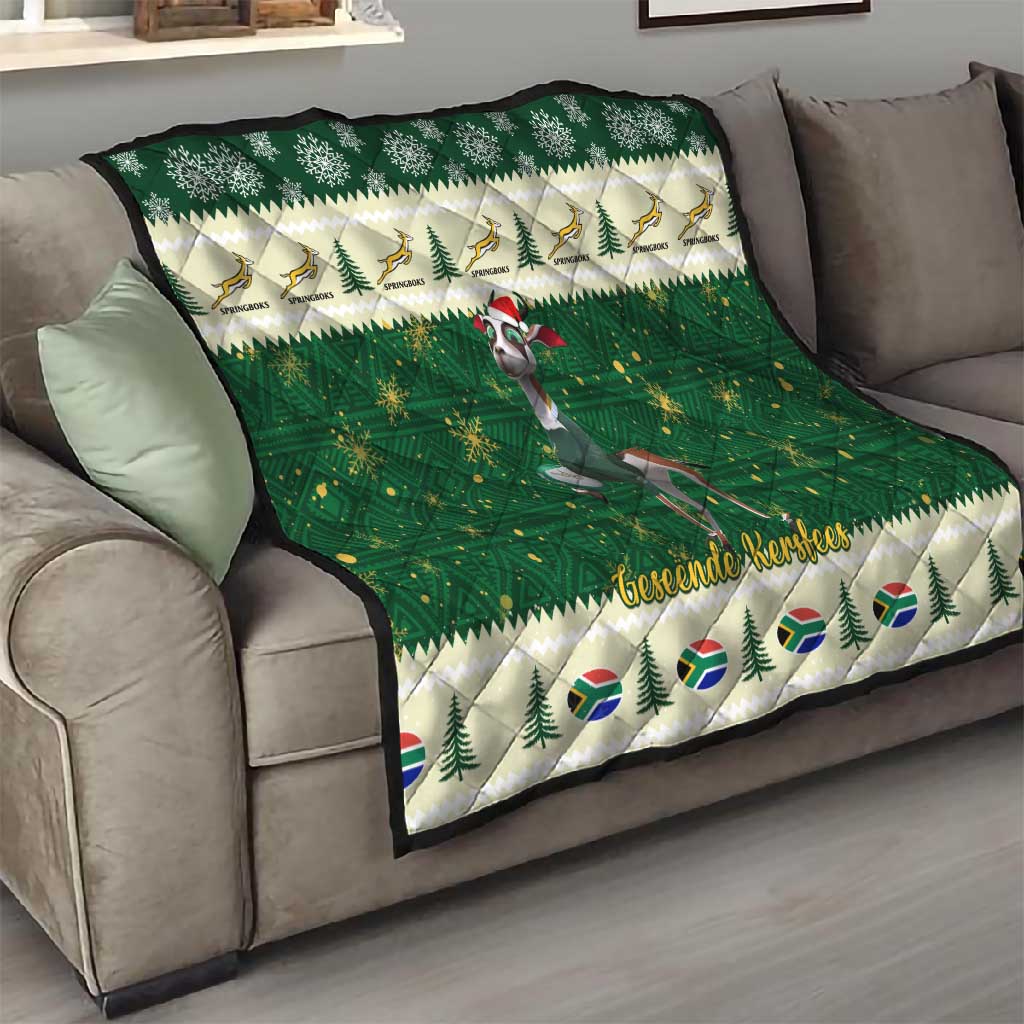 Custom South Africa Rugby Christmas Quilt Geseende Kersfees Springboks African Pattern LT14