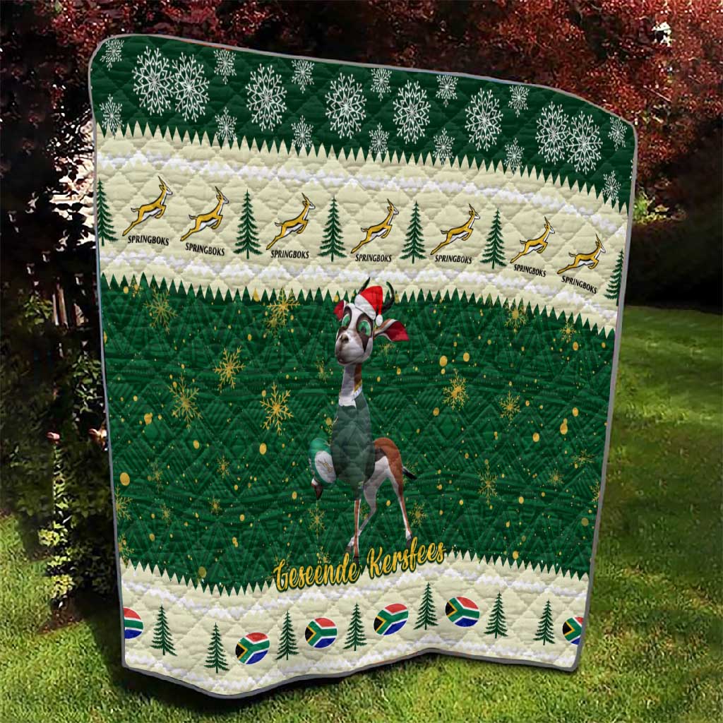 Custom South Africa Rugby Christmas Quilt Geseende Kersfees Springboks African Pattern LT14
