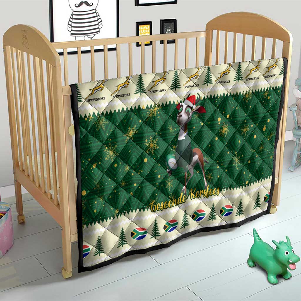 Custom South Africa Rugby Christmas Quilt Geseende Kersfees Springboks African Pattern LT14