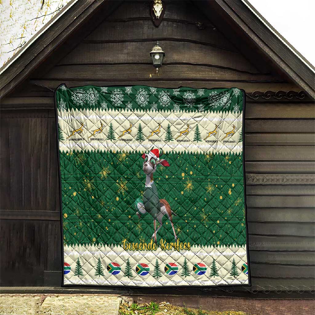 Custom South Africa Rugby Christmas Quilt Geseende Kersfees Springboks African Pattern LT14