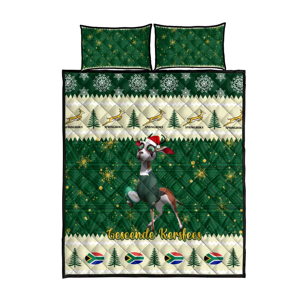 Custom South Africa Rugby Christmas Quilt Bed Set Geseende Kersfees Springboks African Pattern LT14
