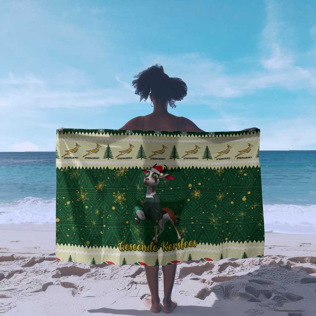Custom South Africa Rugby Christmas Sarong Geseende Kersfees Springboks African Pattern LT14