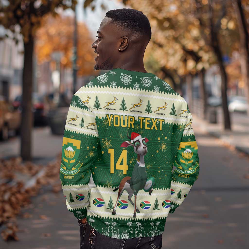 Custom South Africa Rugby Christmas Sweatshirt Geseende Kersfees Springboks African Pattern LT14
