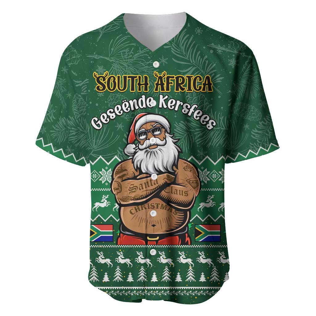 Personalised South Africa Christmas Baseball Jersey Cool Santa Claus With South African Map LT14