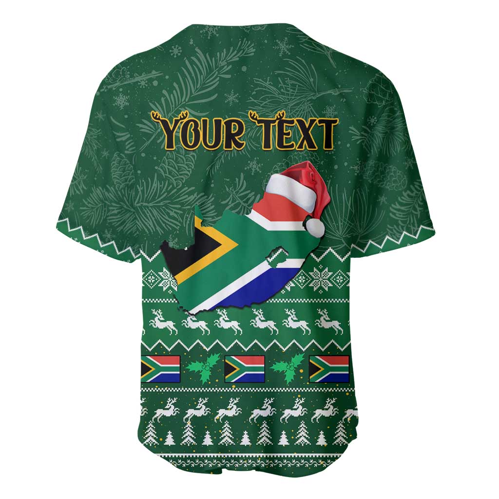 Personalised South Africa Christmas Baseball Jersey Cool Santa Claus With South African Map LT14