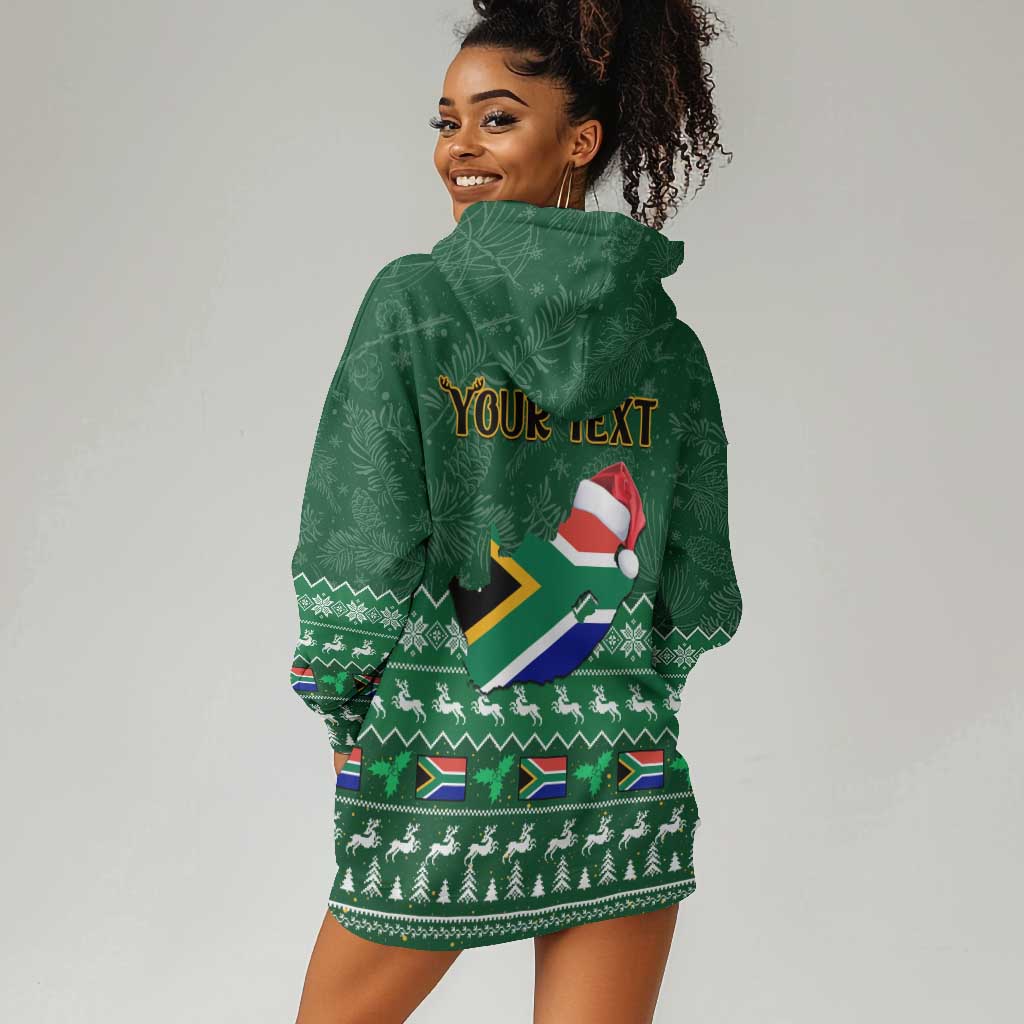 Personalised South Africa Christmas Hoodie Dress Cool Santa Claus With South African Map LT14
