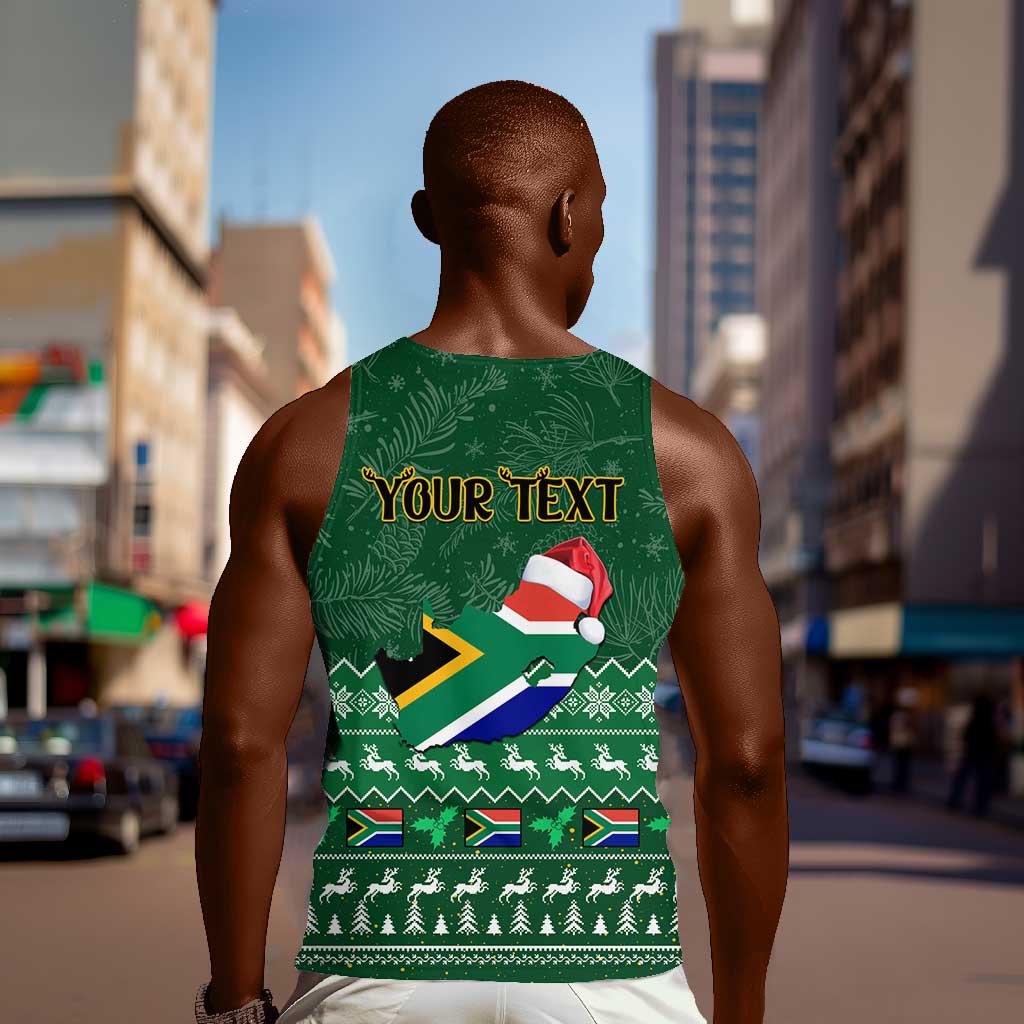 Personalised South Africa Christmas Men Tank Top Cool Santa Claus With South African Map LT14