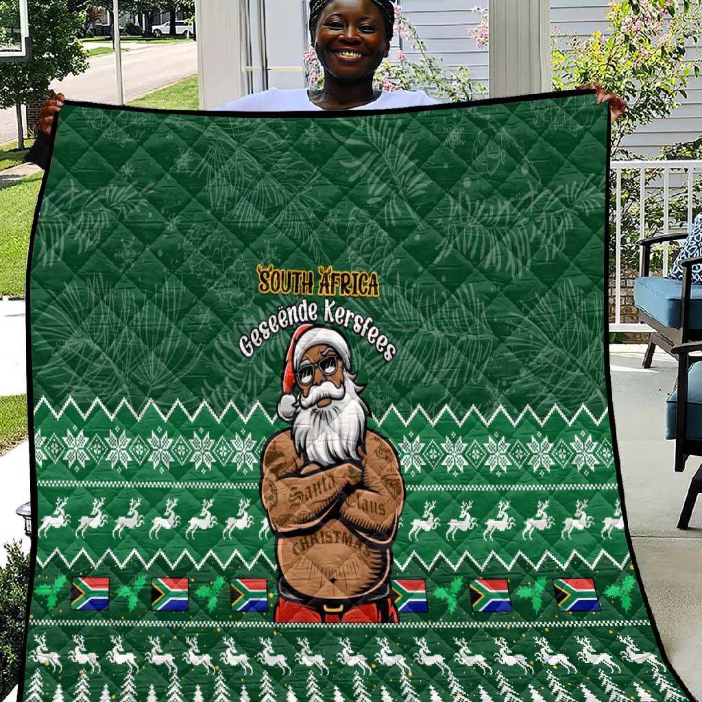 Personalised South Africa Christmas Quilt Cool Santa Claus With South African Map LT14