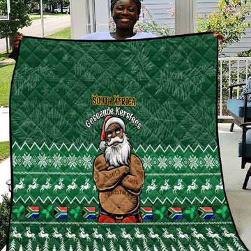 Personalised South Africa Christmas Quilt Cool Santa Claus With South African Map LT14