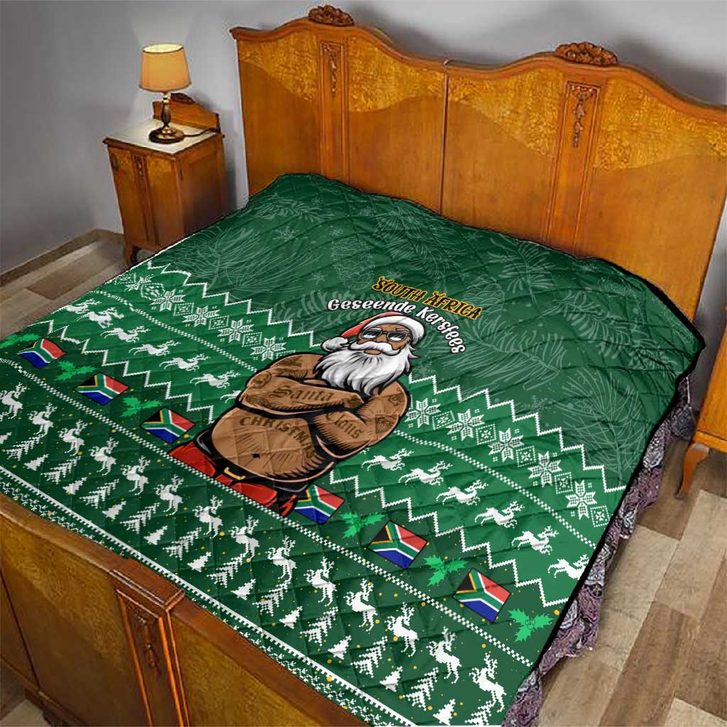 Personalised South Africa Christmas Quilt Cool Santa Claus With South African Map LT14