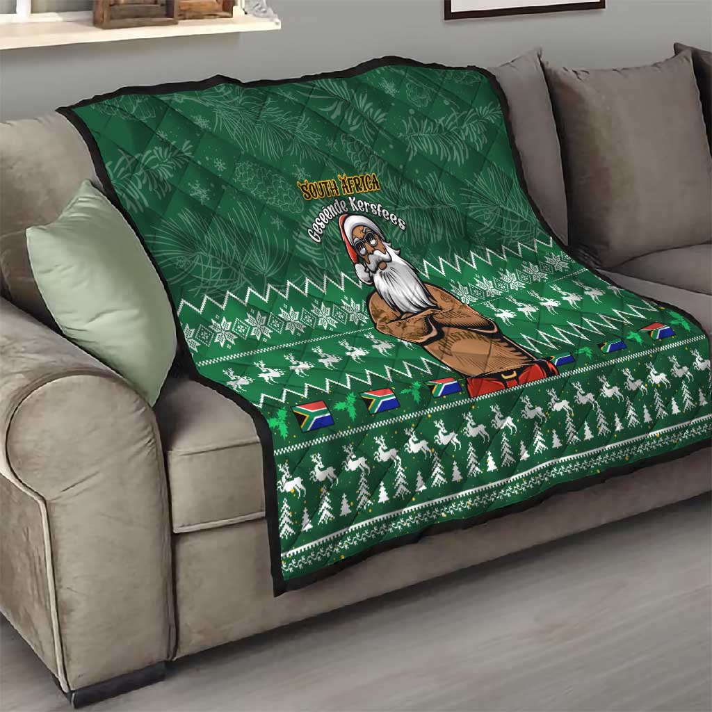 Personalised South Africa Christmas Quilt Cool Santa Claus With South African Map LT14