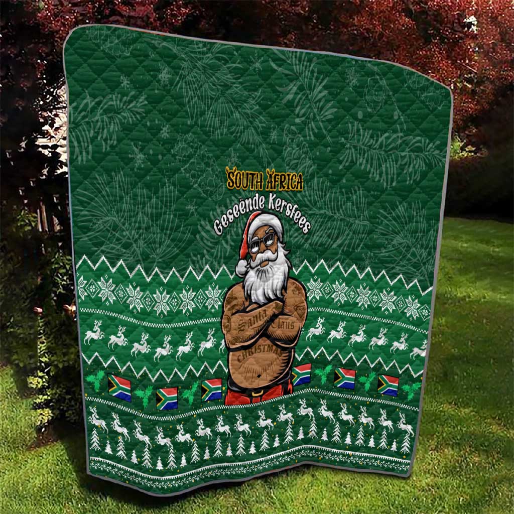 Personalised South Africa Christmas Quilt Cool Santa Claus With South African Map LT14
