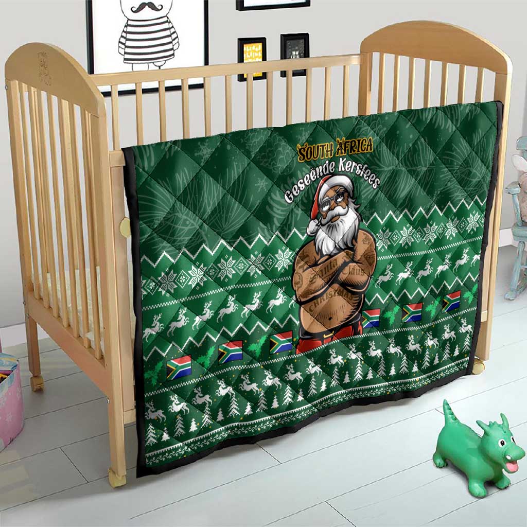 Personalised South Africa Christmas Quilt Cool Santa Claus With South African Map LT14