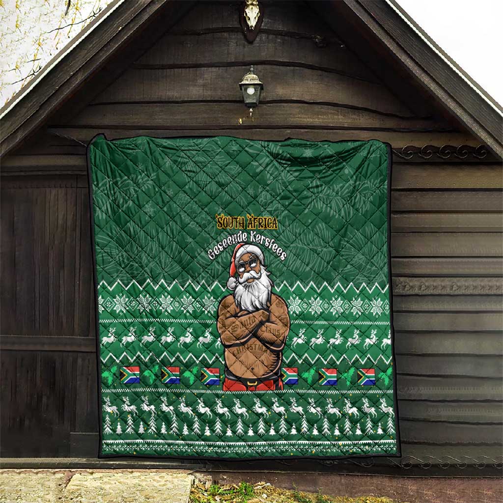 Personalised South Africa Christmas Quilt Cool Santa Claus With South African Map LT14