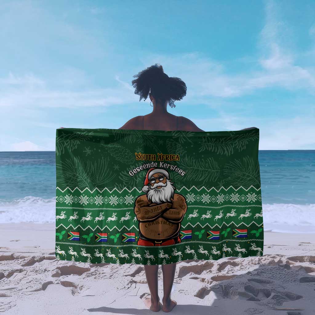 Personalised South Africa Christmas Sarong Cool Santa Claus With South African Map LT14