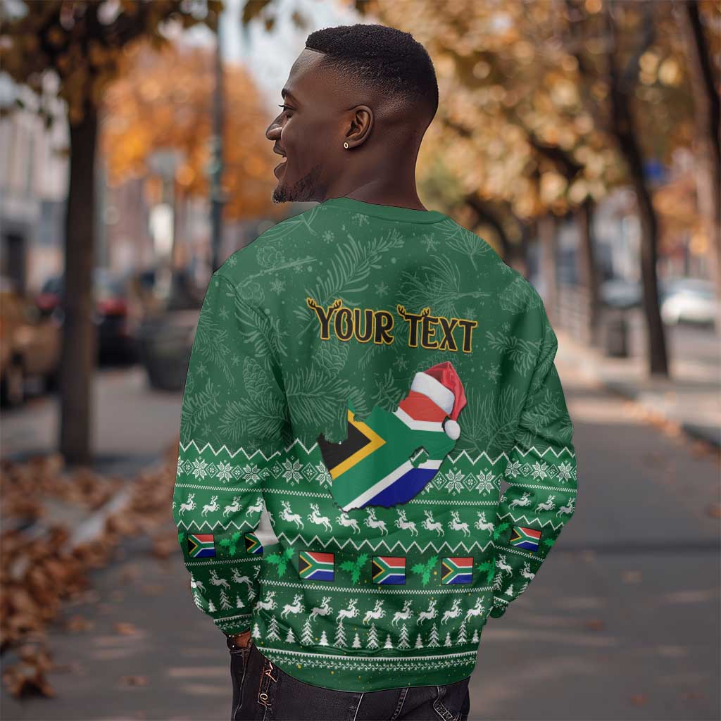 Personalised South Africa Christmas Sweatshirt Cool Santa Claus With South African Map LT14