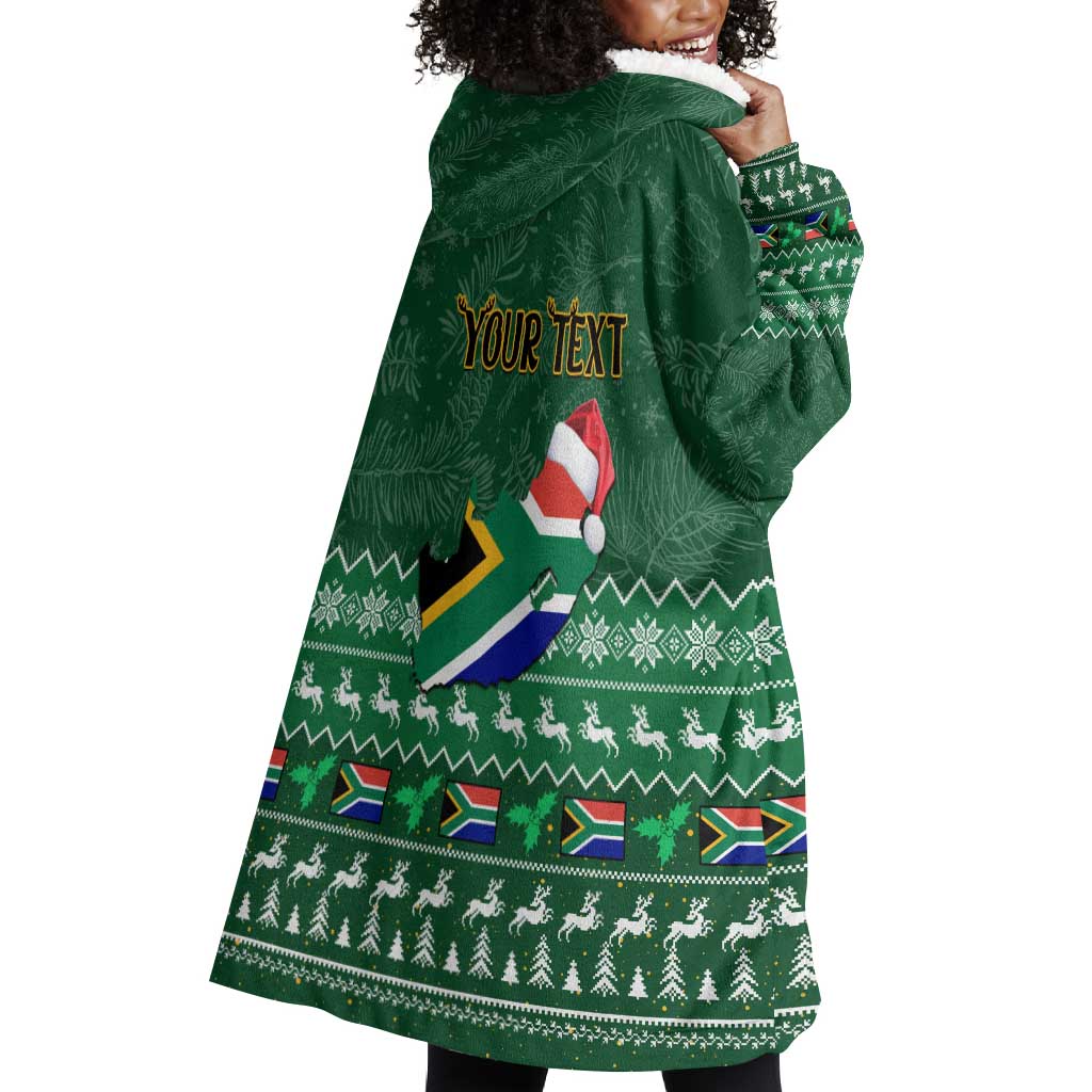 Personalised South Africa Christmas Wearable Blanket Hoodie Cool Santa Claus With South African Map LT14