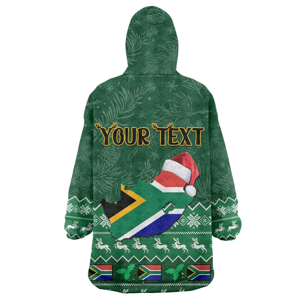 Personalised South Africa Christmas Wearable Blanket Hoodie Cool Santa Claus With South African Map LT14