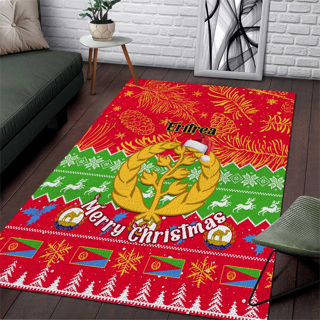 Personalised Eritrea Christmas Area Rug Eritrean Olive Santa Claus Merry Xmas LT14