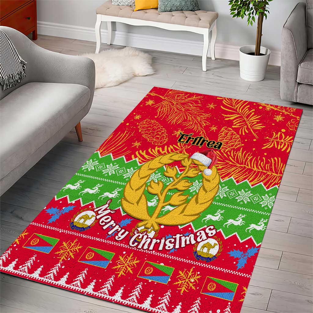 Personalised Eritrea Christmas Area Rug Eritrean Olive Santa Claus Merry Xmas LT14