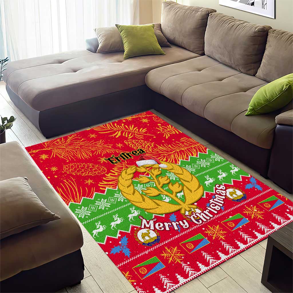 Personalised Eritrea Christmas Area Rug Eritrean Olive Santa Claus Merry Xmas LT14