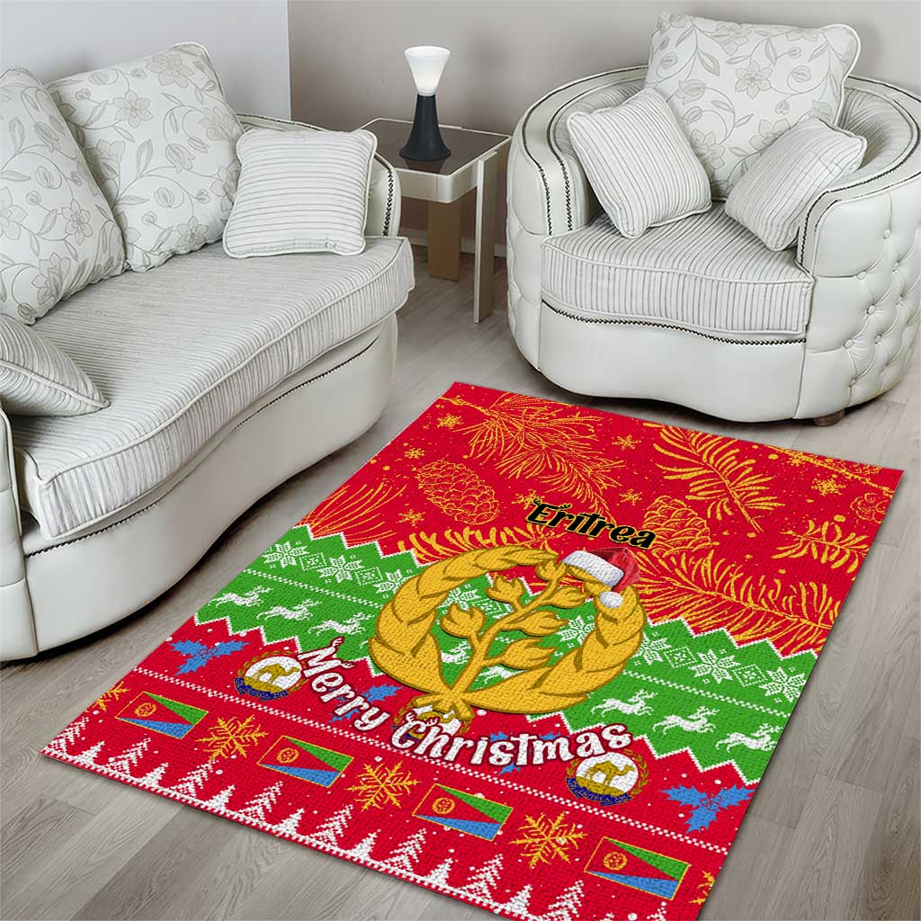 Personalised Eritrea Christmas Area Rug Eritrean Olive Santa Claus Merry Xmas LT14