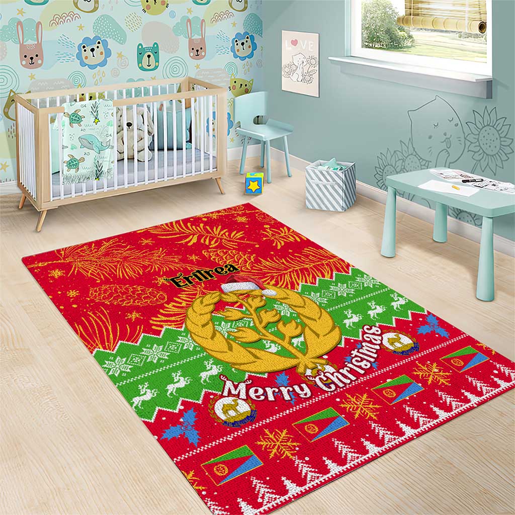 Personalised Eritrea Christmas Area Rug Eritrean Olive Santa Claus Merry Xmas LT14