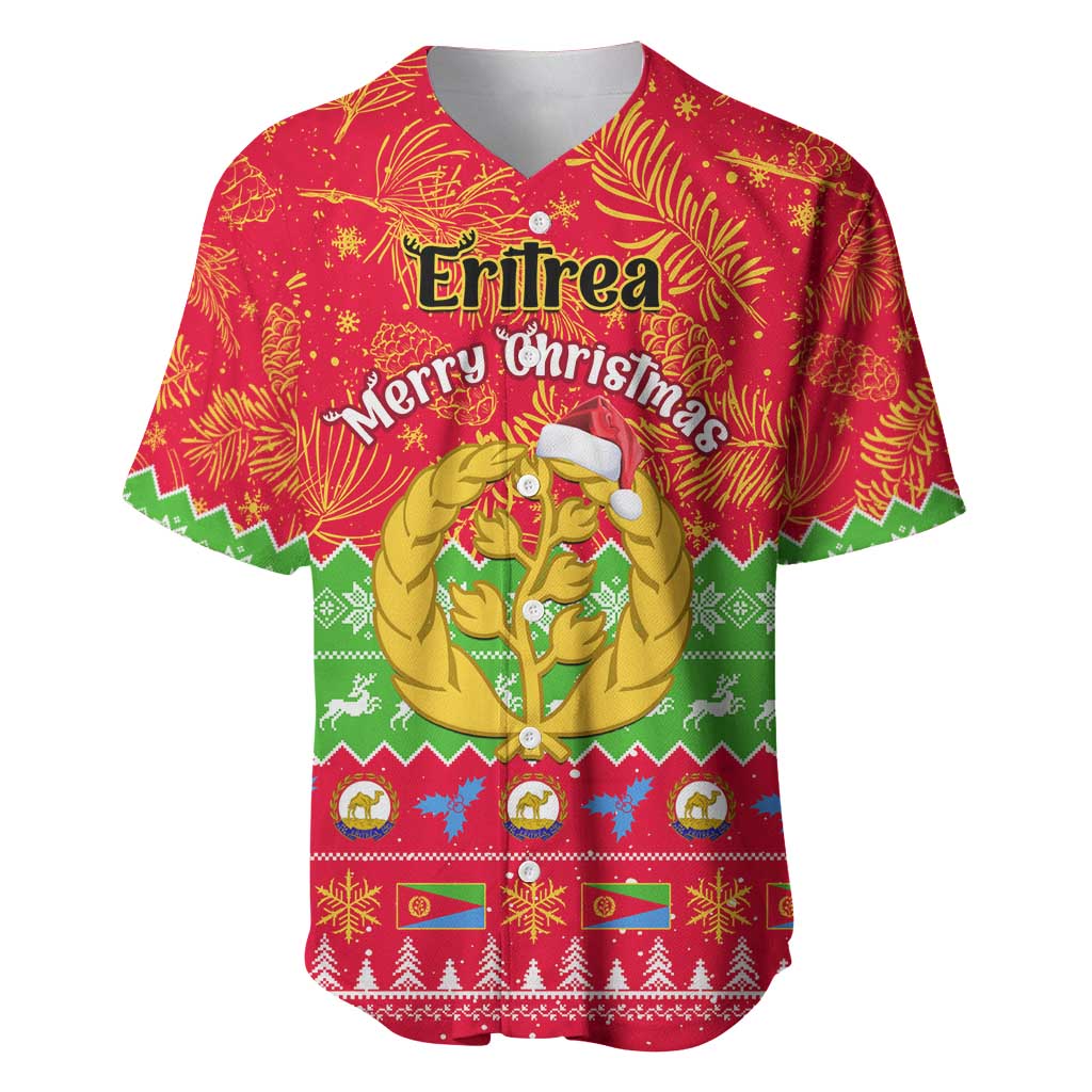 Personalised Eritrea Christmas Baseball Jersey Eritrean Olive Santa Claus Merry Xmas LT14