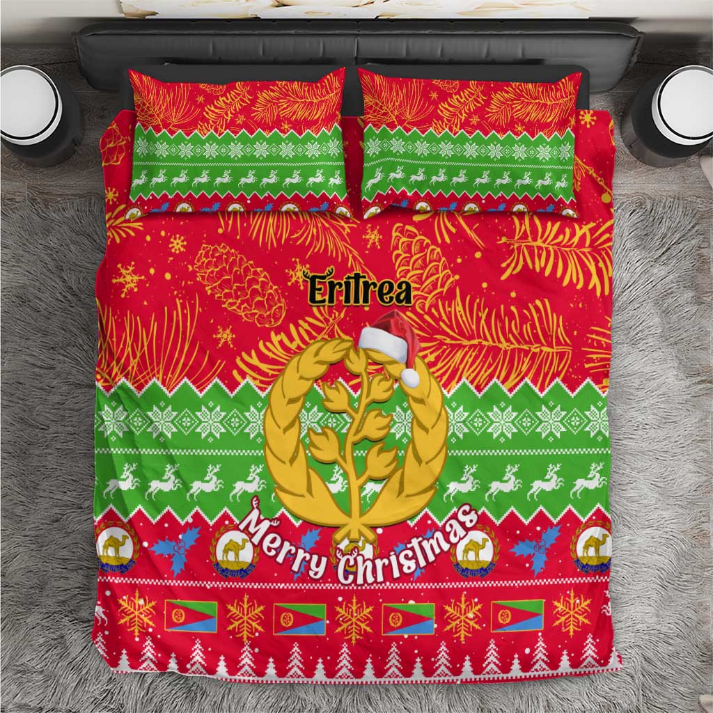 Personalised Eritrea Christmas Bedding Set Eritrean Olive Santa Claus Merry Xmas LT14