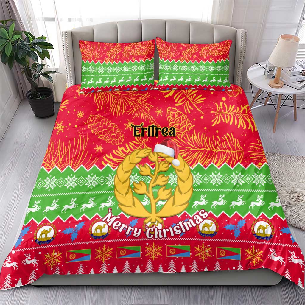 Personalised Eritrea Christmas Bedding Set Eritrean Olive Santa Claus Merry Xmas LT14