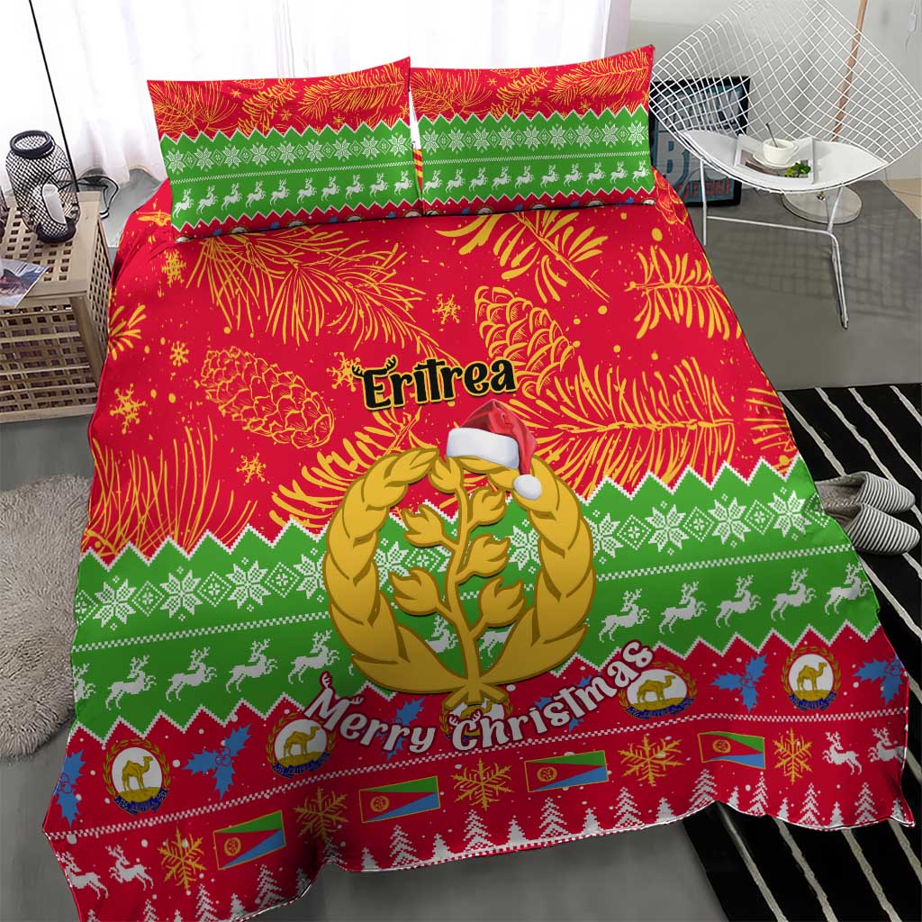 Personalised Eritrea Christmas Bedding Set Eritrean Olive Santa Claus Merry Xmas LT14