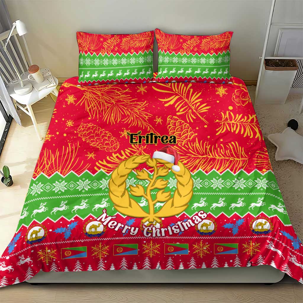 Personalised Eritrea Christmas Bedding Set Eritrean Olive Santa Claus Merry Xmas LT14