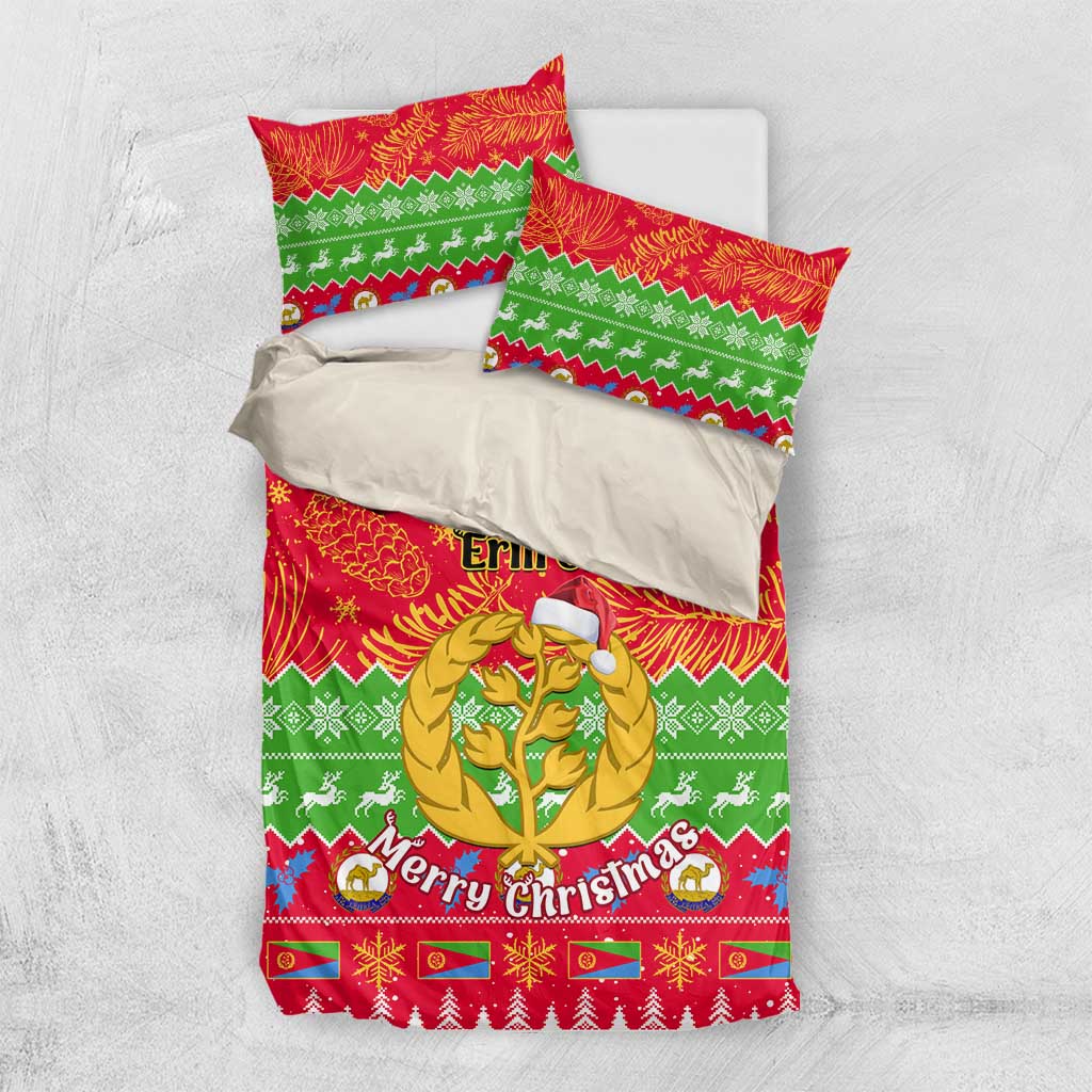 Personalised Eritrea Christmas Bedding Set Eritrean Olive Santa Claus Merry Xmas LT14